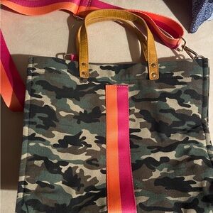 Camo fabric handbag with crossbody strap! Never used. perfect condition:)